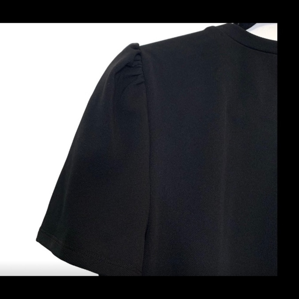 BCBG PEARLESCENT PUFF SLEEVE SHORT SLEEVE TOP - Picture 9 of 13